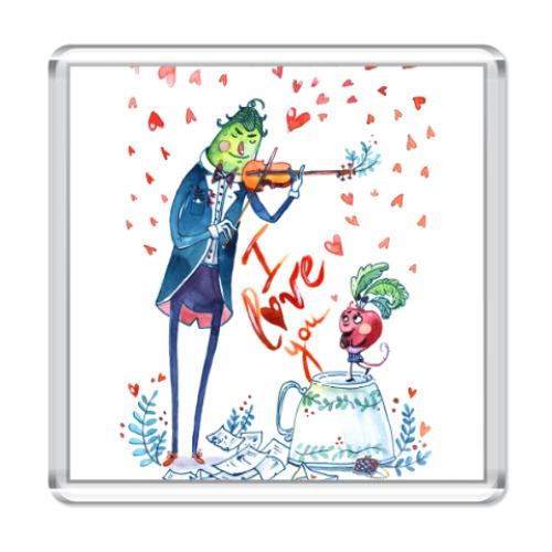 Магнит с принтом Любовь и музыка