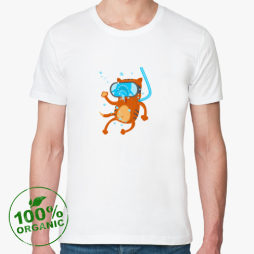 Футболка из органик-хлопка с принтом Кот Дайвер