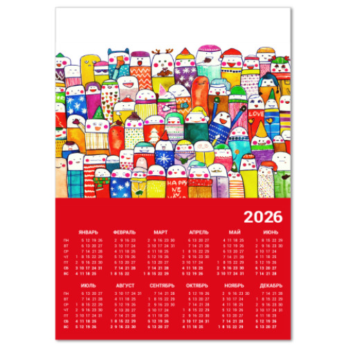 Календарь с принтом Новый Год