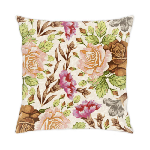 Подушка с принтом винтажные цветы