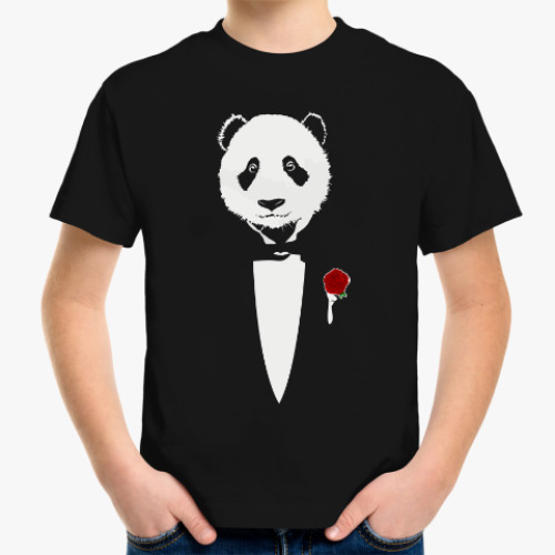 Детская футболка с принтом Panda Godfather