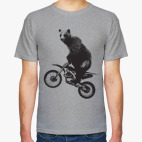 Классическая футболка Медведь на мотоцикле