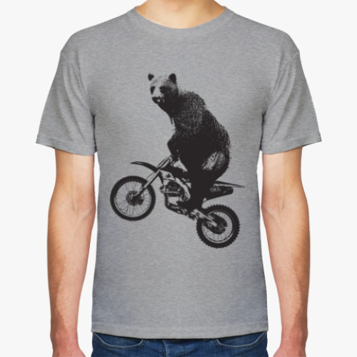 Футболка с принтом Медведь на мотоцикле