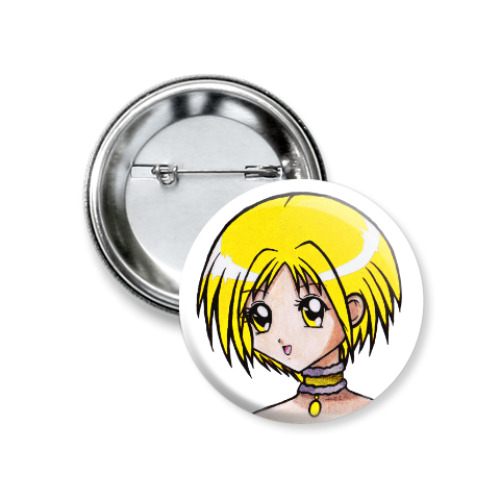 Значок 37мм с принтом Аниме девочка