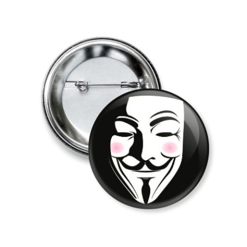Значок 37мм вендетта, анонимус, Гай Фокс