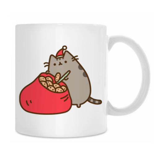 Кружка с принтом Новогодний Котенок