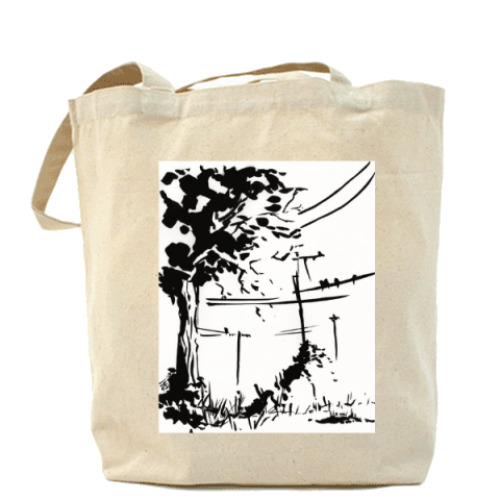 Сумка шоппер с принтом вечерние птицы