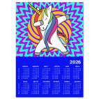 Календарь A4 2026, синий Единорог Дэб