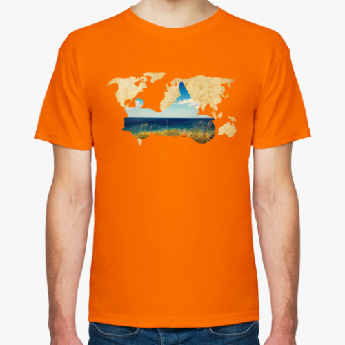 Футболка с принтом Пейзаж мотоцикла