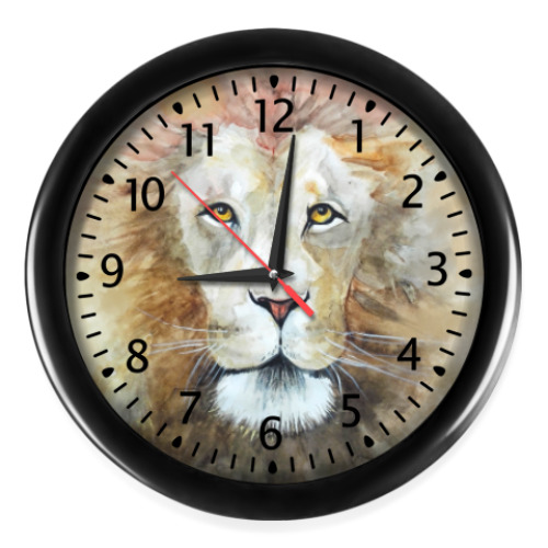 Настенные часы с принтом Лев, акварель
