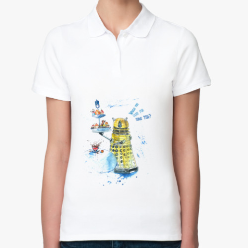 Женская рубашка поло (печать) Доктор Кто. Далек. Хотите чаю?
