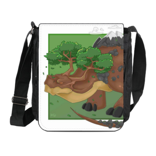 Сумка на плечо (мини-планшет) с принтом Дракон-стихия "Земля".