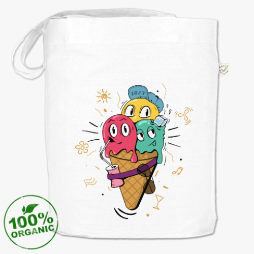 Сумка шоппер с принтом Смешные шарики мороженного