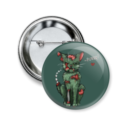 Значок 50мм с принтом Зомби котенок