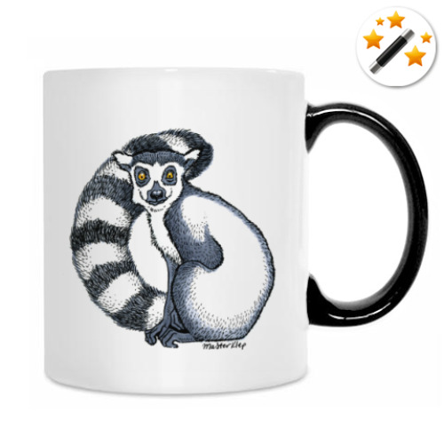 Кружка-хамелеон с принтом Crazy Lemur