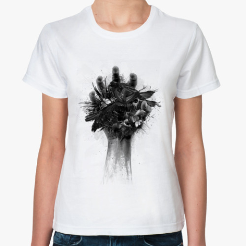 Классическая футболка с принтом  футболка Hand