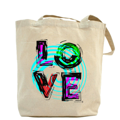 Сумка шоппер с принтом LOVE, любовь.