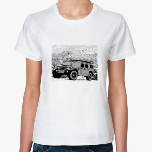 Классическая футболка с принтом Армейский Хамер