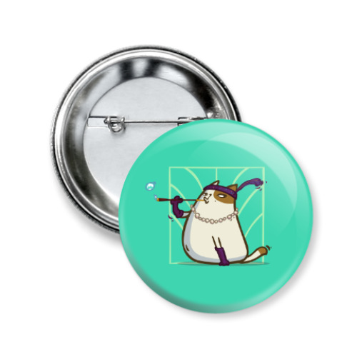 Значок 50мм с принтом Кэтсби — Пятничный Котик №33