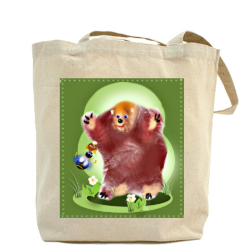 Сумка шоппер Полуночник. Мишка с медом. Микс