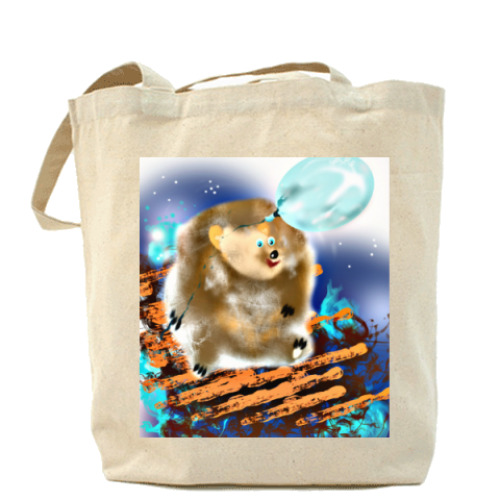 Сумка шоппер Полуночник. Мишка с медом. Микс