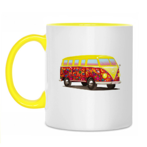 Кружка с принтом Автобус для хиппи