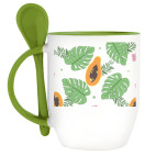 Пальмовые листья, папайя, монстера, цветы