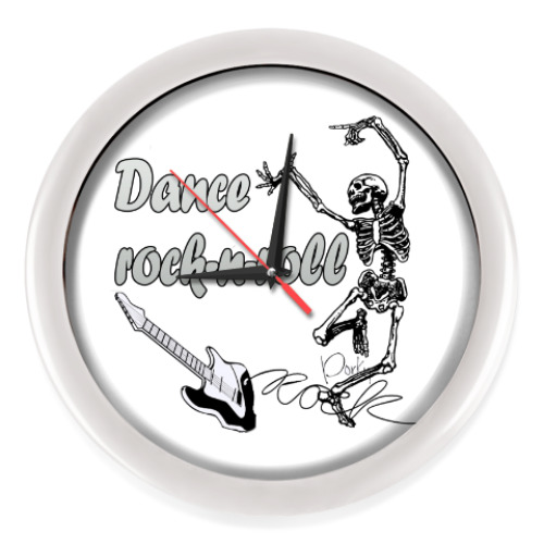 Настенные часы с принтом Рок-н-ролл скелет