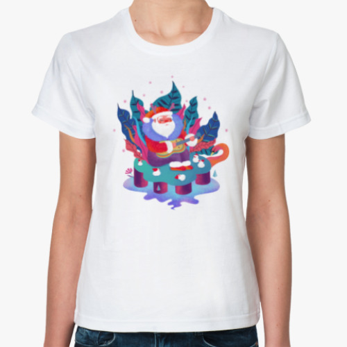 Классическая футболка с принтом Романтичный Санта