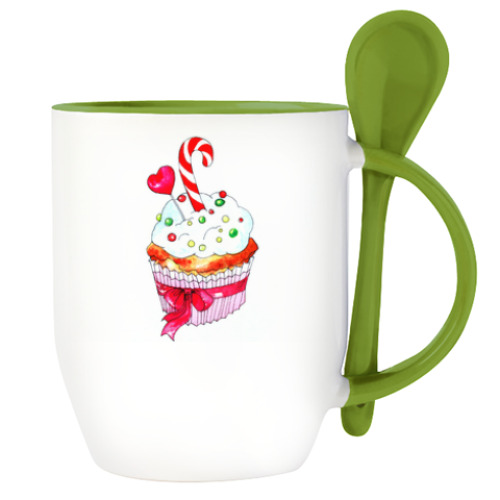 Кружка с ложкой любимый капкейк