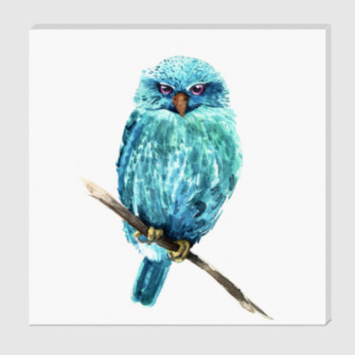 Холст с принтом Акварельная сова