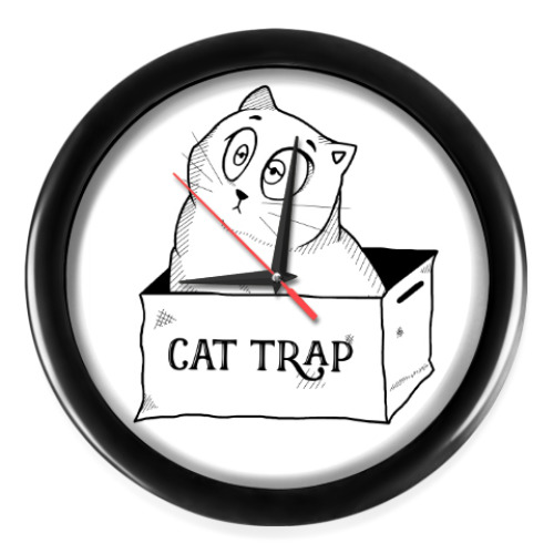 Настенные часы с принтом Ловушка для кота