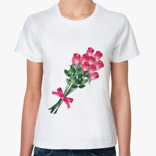 Классическая футболка с принтом Розы