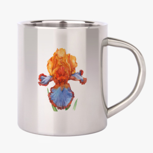 Кружка металлическая Цветок гиацинт-ирис акварель
