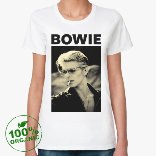 Женская футболка из органик-хлопка с принтом Дэвид Боуи