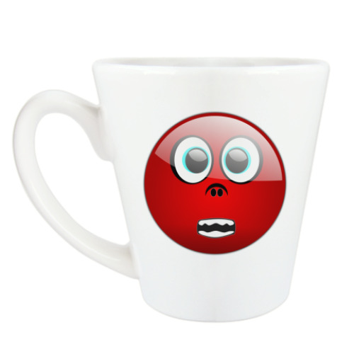 Чашка Латте с принтом Испуганный смайлик