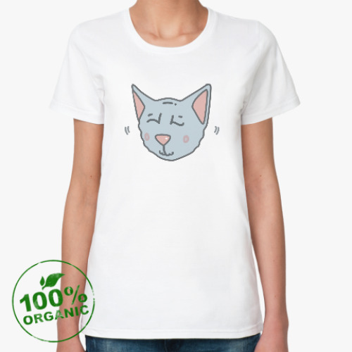 Женская футболка из органик-хлопка Happy cat
