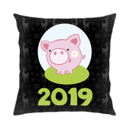 Подушка с принтом Год свиньи 2019