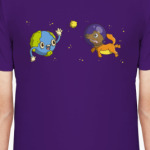 Планета Земля играет в луну с собакой в скафандре