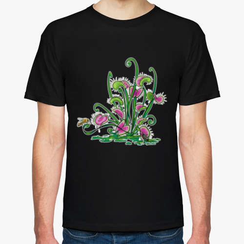 Футболка с принтом Мухоловка и пчела