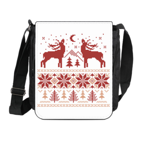 Сумка на плечо (мини-планшет) с принтом Норвежский лес