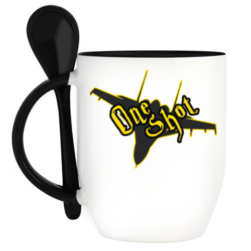 Кружка с ложкой с принтом OneShot Su-30