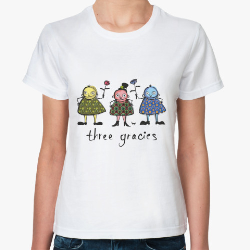 Классическая футболка с принтом  'Три грации'