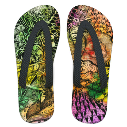 Шлепанцы (сланцы) с принтом Летняя абстракция