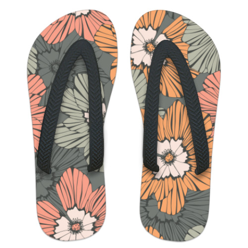 Шлепанцы (сланцы) с принтом Цветы