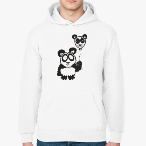 Толстовка худи с принтом Панда с шариком