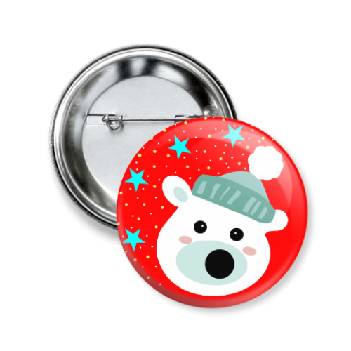 Значок 50мм с принтом Полярный медведь