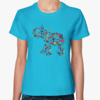 Классическая женская футболка Слон - мозаика