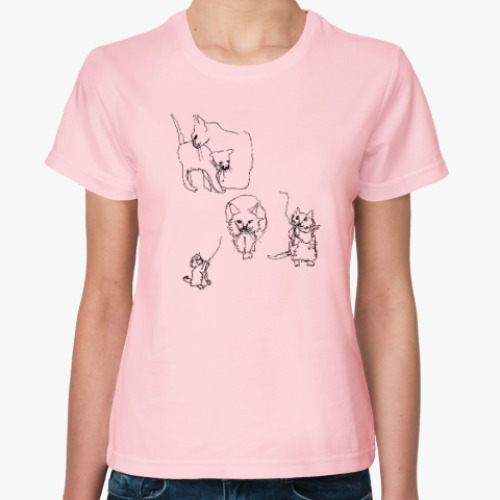 Женская футболка с принтом Котятки форева