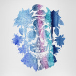 Череп акварельный радужный